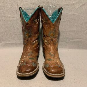 Smoky Mountain Floralie Embroidered Western Cowgirl Boots Size 2 Squared Toe